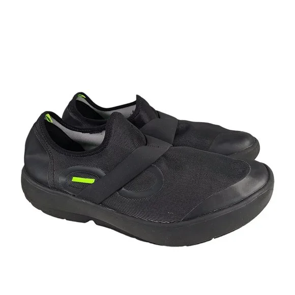 OOFOS Men's OOmg Fibre Low Shoe 12 EU 45 Black Stretch Recovery Comfort Washable - Picture 1 of 8